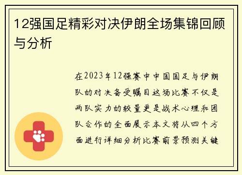 12强国足精彩对决伊朗全场集锦回顾与分析